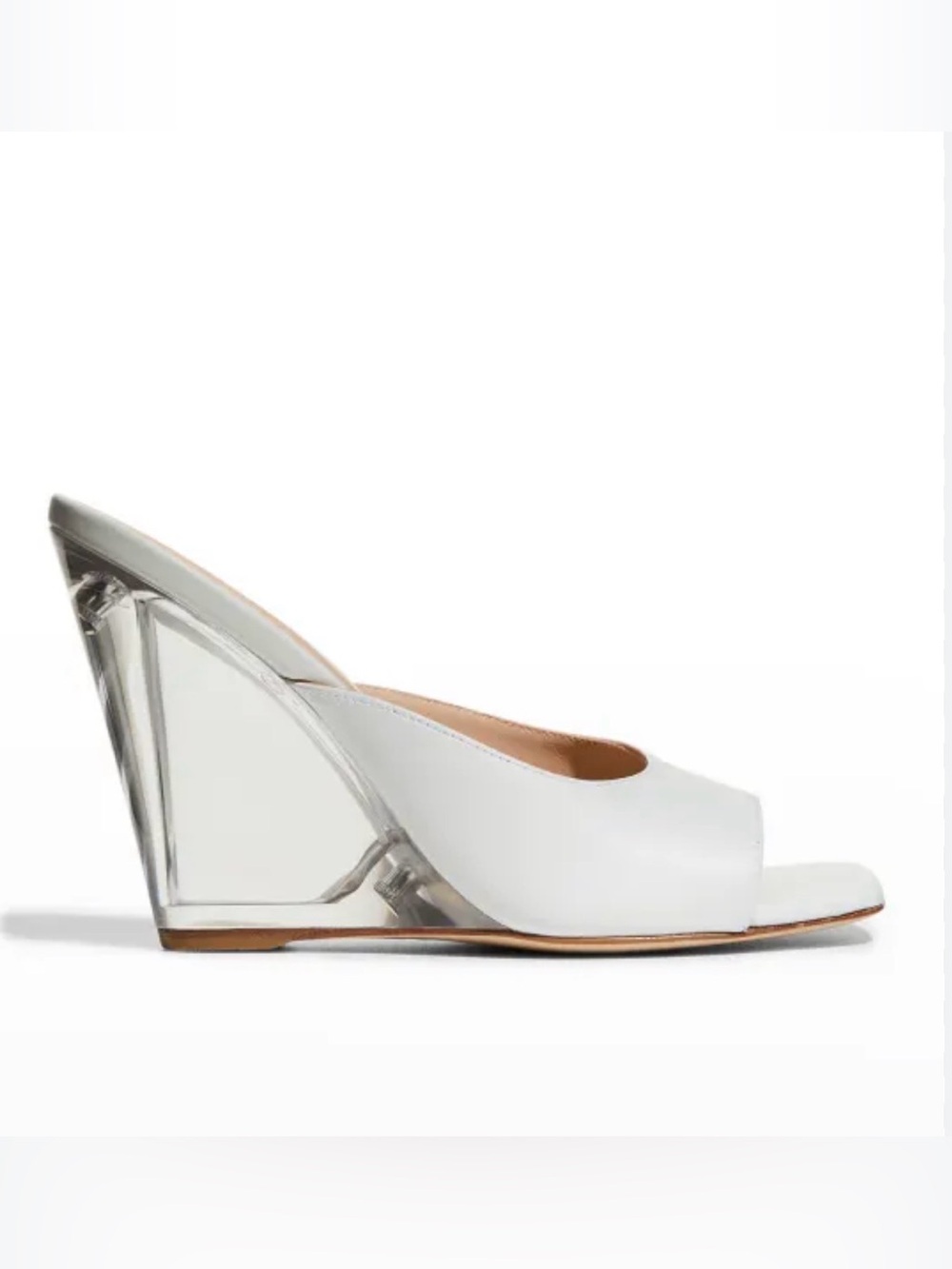 Brand New Stuart Weitzman Tia Translucent Wedge Slide Sandal in White size 7